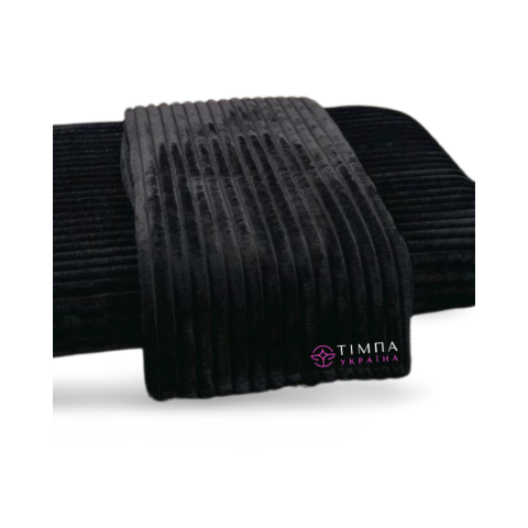 Плед махровий чорний у фактурну смужку