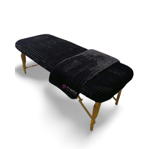 Чохол на кушетку махровий чорний полірований у фактурну смужку 87х220см 