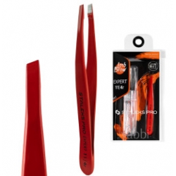 Пінцет для брів STALEKS PRO EXPERT 11 TYPE 4 Red (вузький скошений)