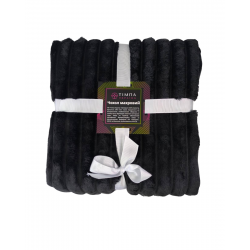 Чохол на кушетку махровий чорний полірований у фактурну смужку 87х220см 