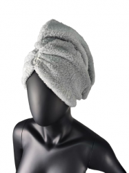Полотенце тюрбан на пуговице Серый