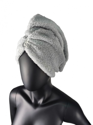 Рушник-тюрбан на гудзику Сірий