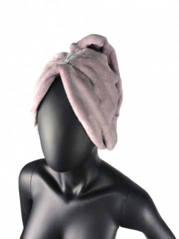 Рушник-тюрбан на гудзику полірований Пудра