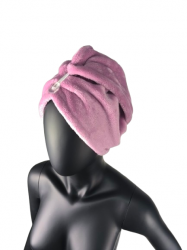 Полотенце тюрбан на пуговице полированный Розовый